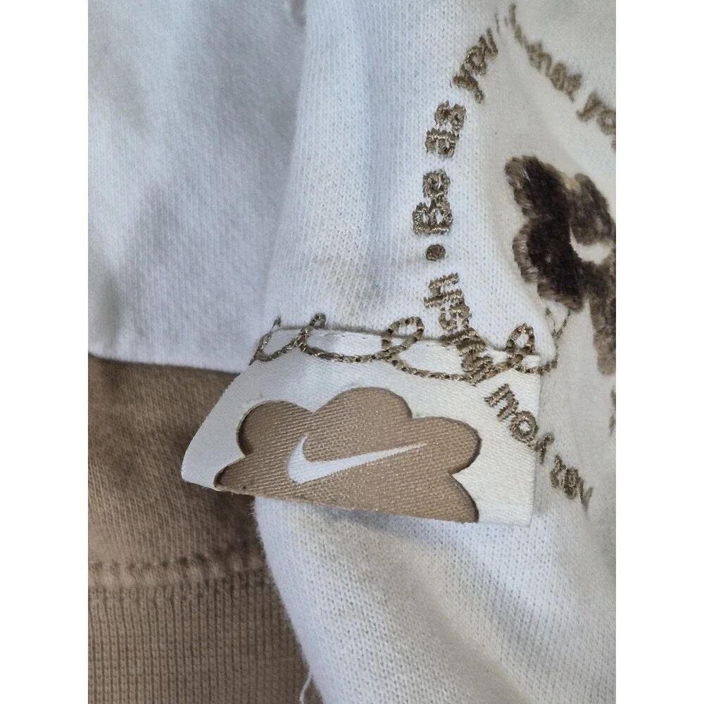 Nike Color Clash Sweatshirt Women Sz Large Brown White Colorblock Oversized Crop